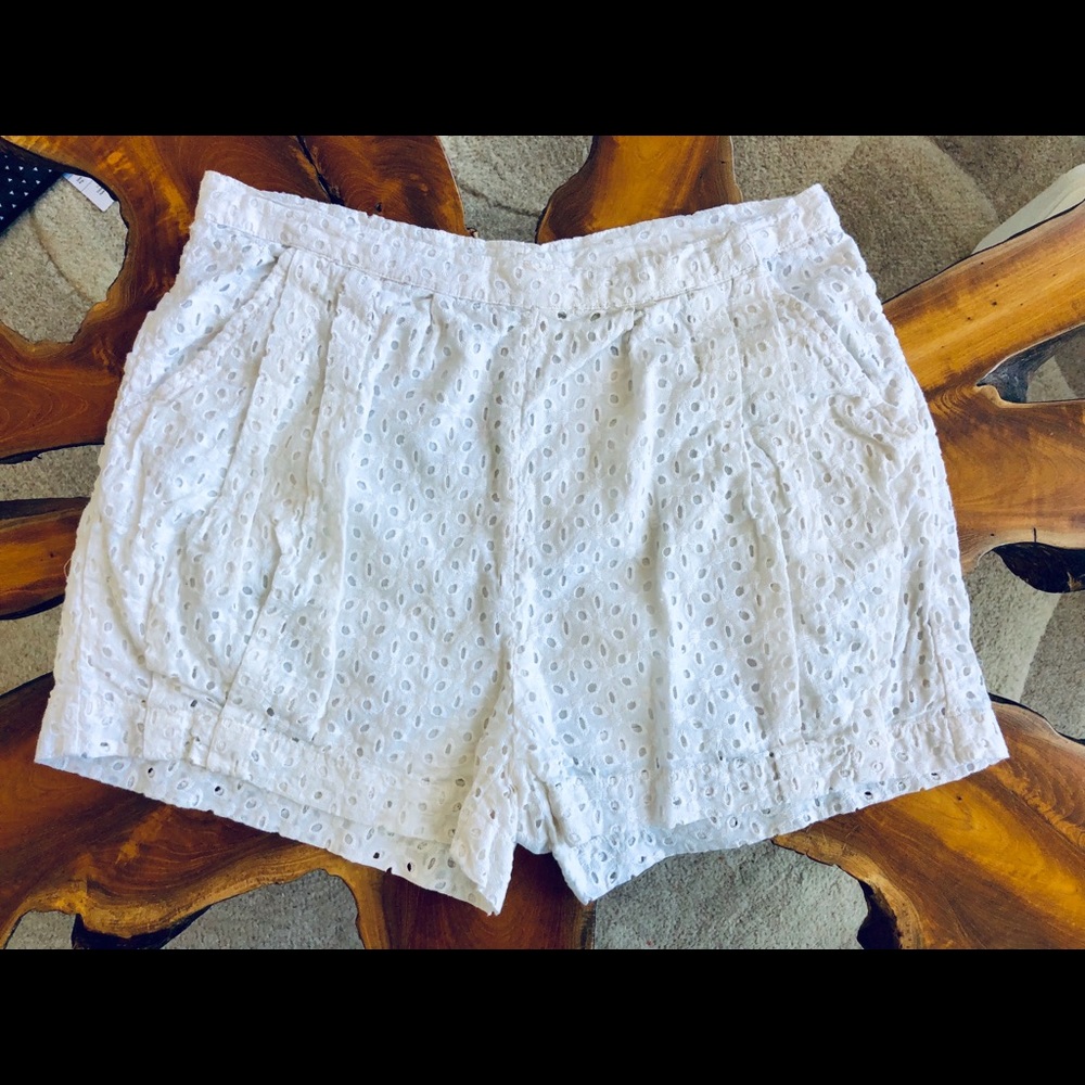 High waisted white eyelet shorts